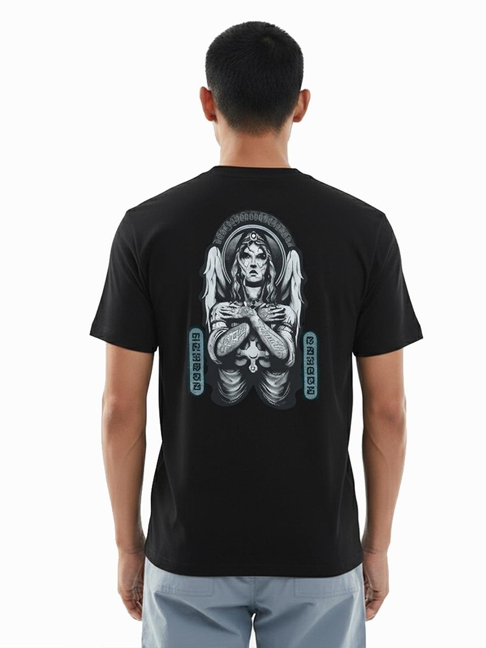 Tribal Eternal Angel Graphic Tee, black Tee, male 2