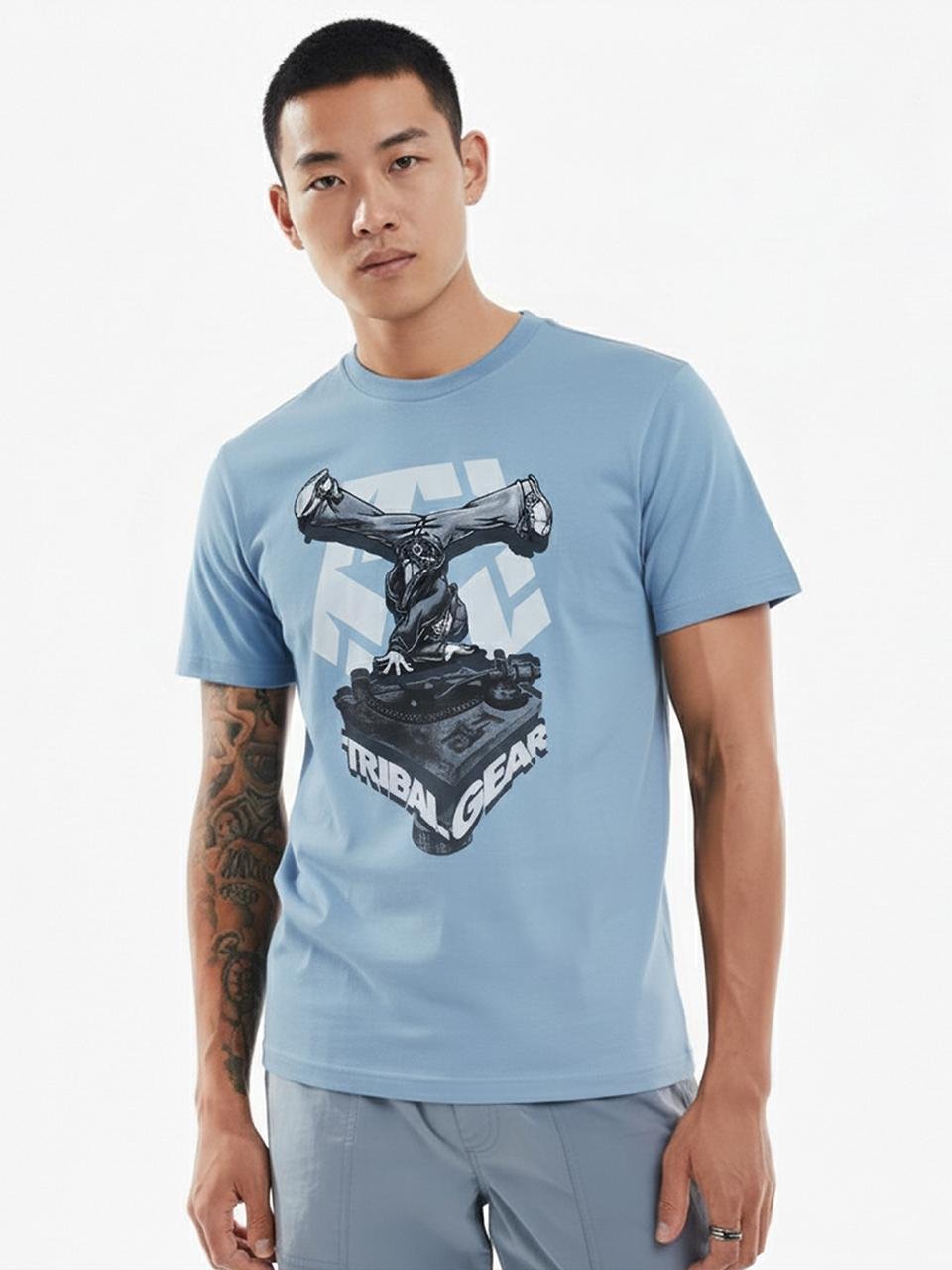 Tribal Gear DJ Graphic tee, Cashmere Blue Tee, male