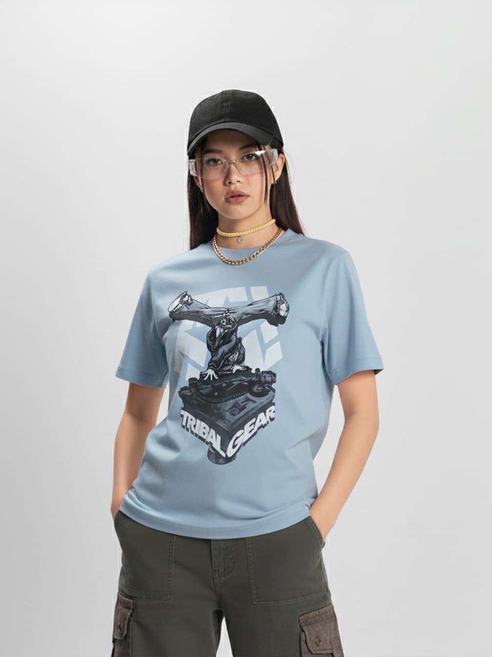 Tribal Gear DJ Graphic tee, white Tee, female 2