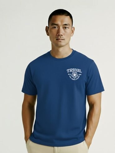 Tribal Auto Blueprint Tee, navy blue, male