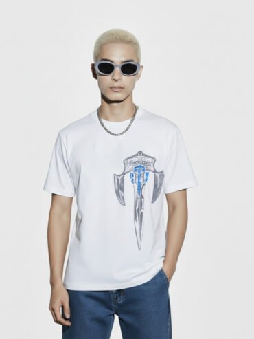 Tribal Arcane Crest Graphic Tee, white, male